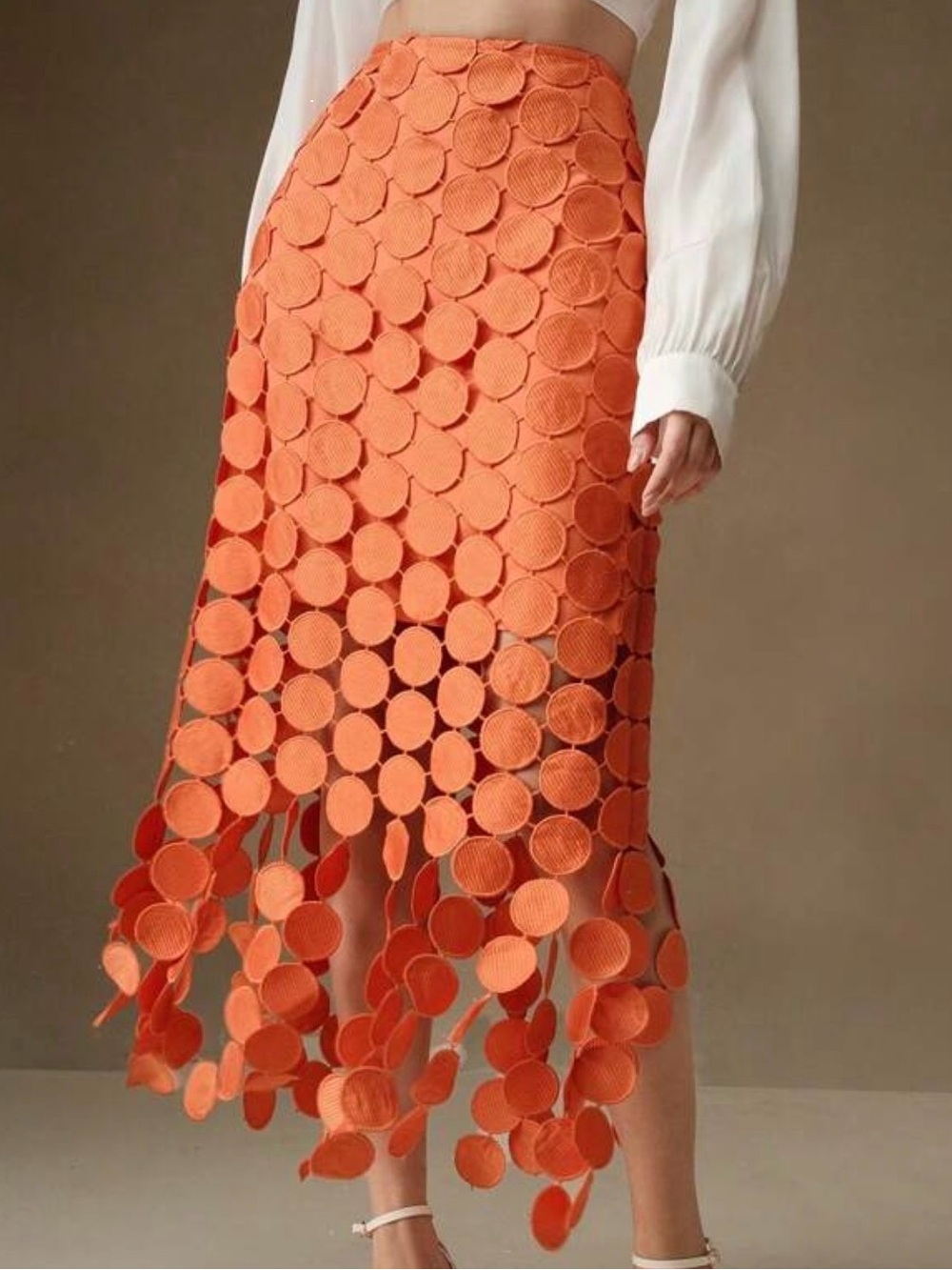 Laser Cut Multi Circle Double Layered Skirt Maxi